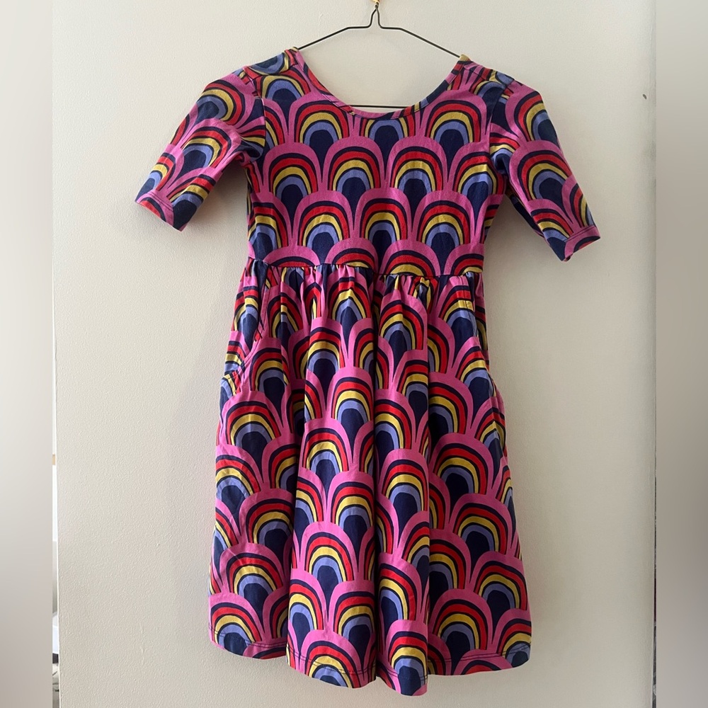 Hanna Andersson Pink Rainbow Arch Print Dress